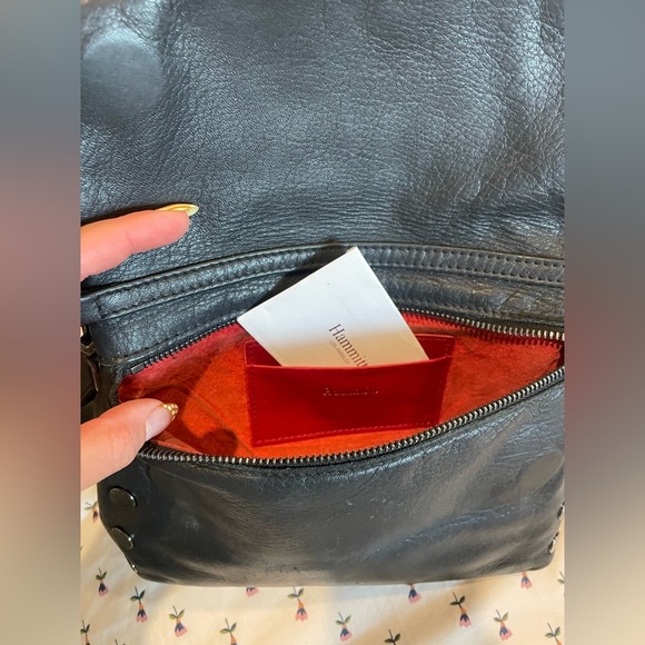 Hammitt Black Leather Fold Over Top Crossbody Purse - Picture 5 of 6